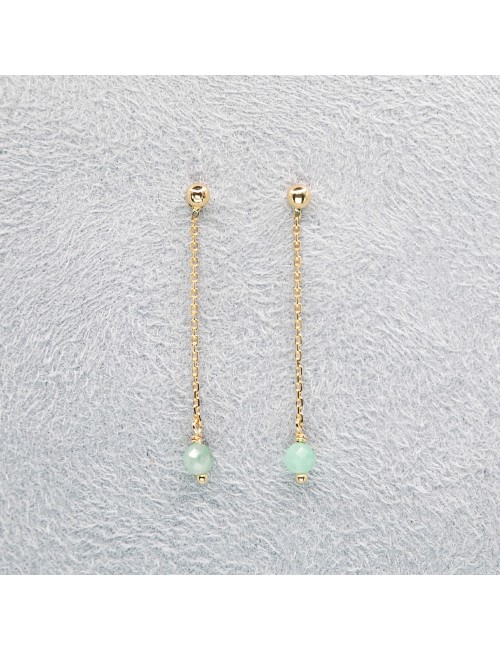Boucles d’oreilles émeraudes en suspension - Or jaune 750 millièmes (18 carats)