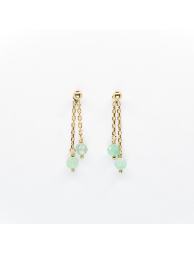 Boucles d’oreilles double émeraudes en suspension - Or jaune 750 millièmes (18 carats)