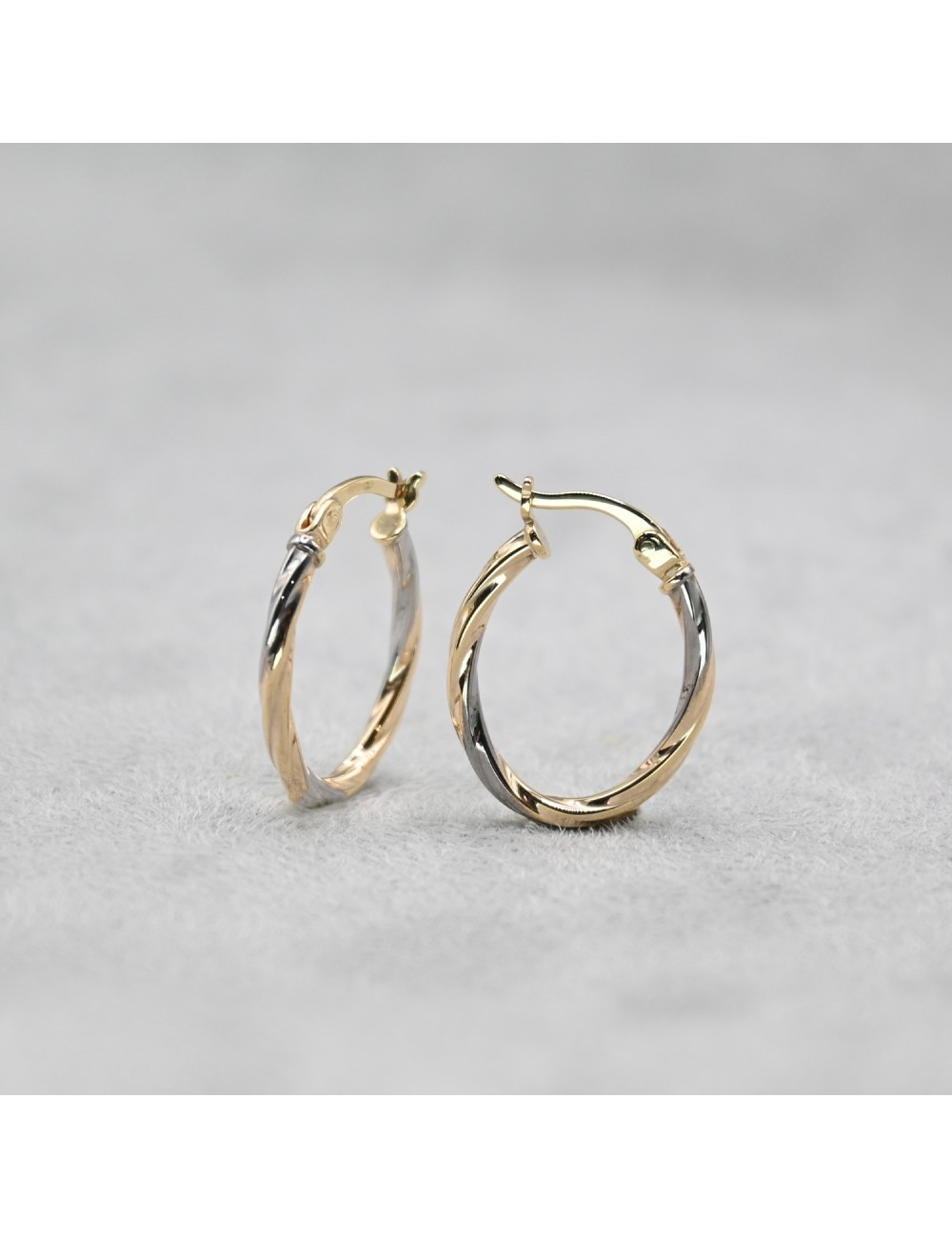 Créoles ovales torsadées - Or bicolore 375 millièmes (9 carats)