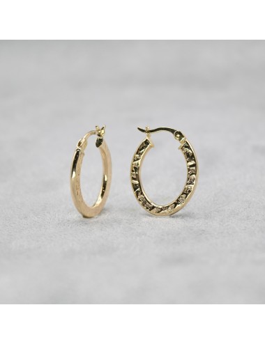 Créoles grunge ovales - Or jaune ou blanc 375 millièmes (9 carats)