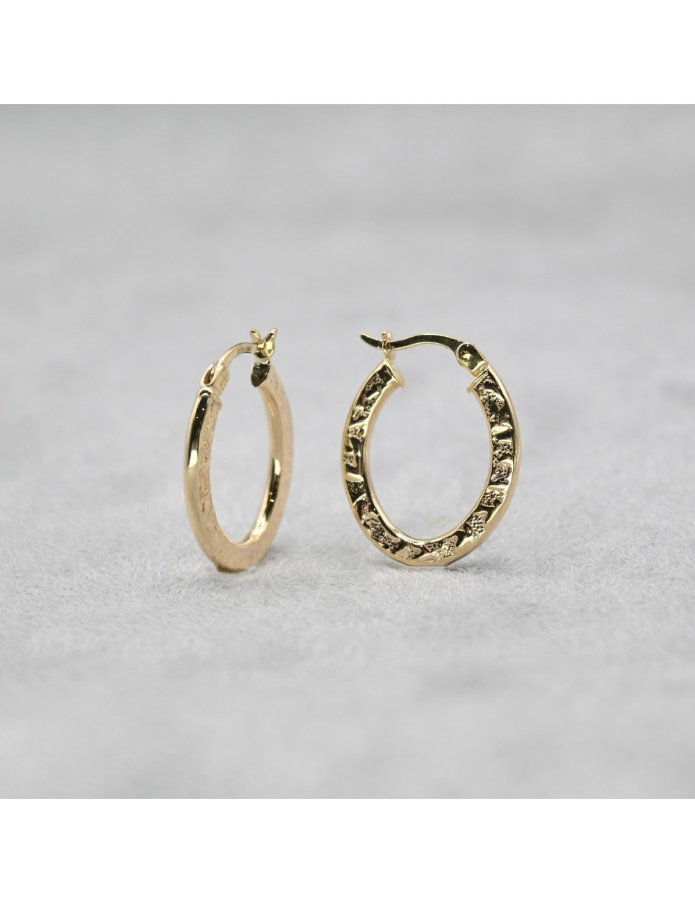 Créoles grunge ovales - Or jaune ou blanc 375 millièmes (9 carats)