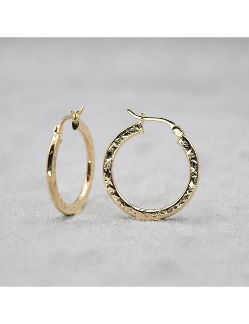 Créole grunge audacieuse et graphique - Or jaune ou blanc 375 millièmes (9 carats)