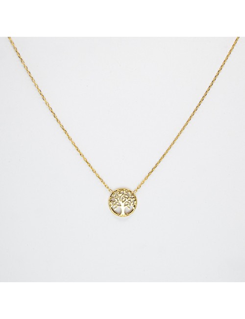 Collier mémoire du mini arbre de vie - Or jaune 750 millièmes (18 carats)