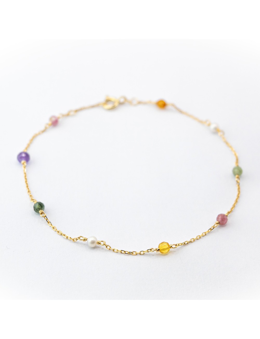 Bracelet harmonie de pierres et perles - Or jaune 750 millièmes (18 carats)