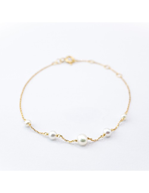 Bracelet de perles d’eau douce dégradés - Or jaune 750 millièmes (18 carats)