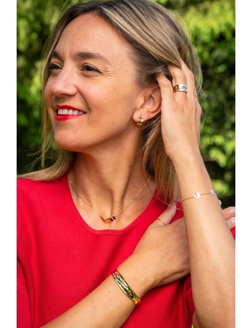 Bague Froissée grand modèle – Or jaune et blanc 375 millièmes et Or rose 750 millièmes