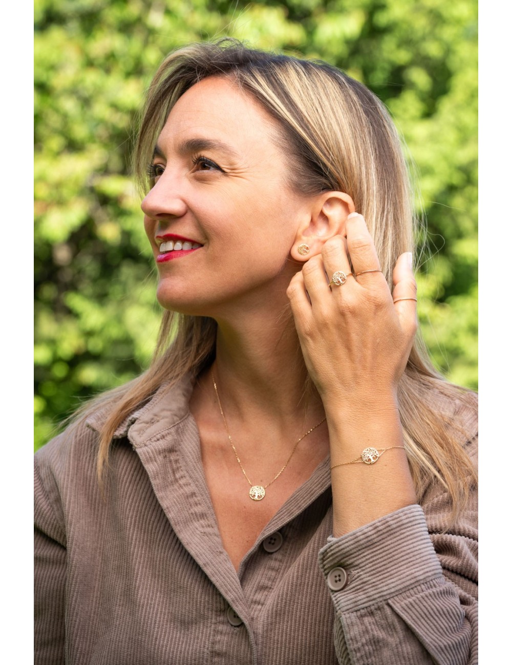 Bague l'arbre de vie dorée - Or Jaune ou Or Blanc 375 millièmes (9 Carats)
