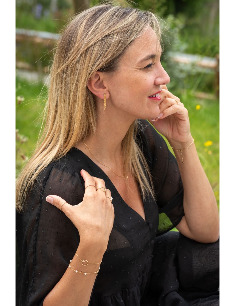 Boucles d'oreilles chute céleste étoilé - Or Jaune ou Or Blanc 375 millièmes (9 Carats)