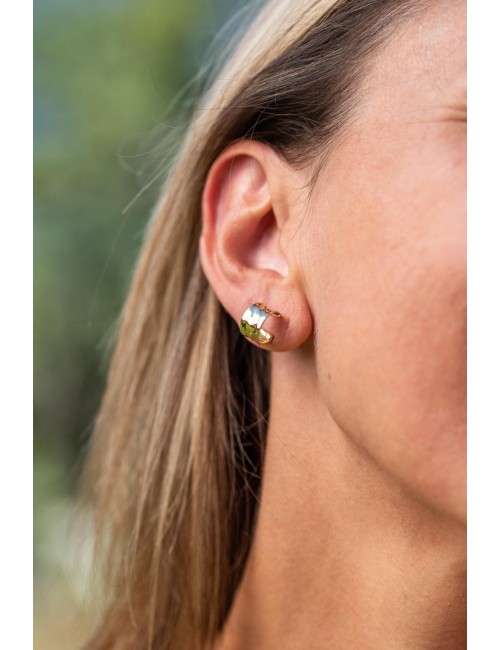 Boucles d’oreilles créoles dorée froissée - Or jaune ou blanc 375 millièmes (9 carats)