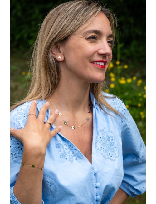 Bracelet carrés froissés d’or lumineux - Or Jaune, Blanc ou Bicolore 375 millièmes (9 Carats)