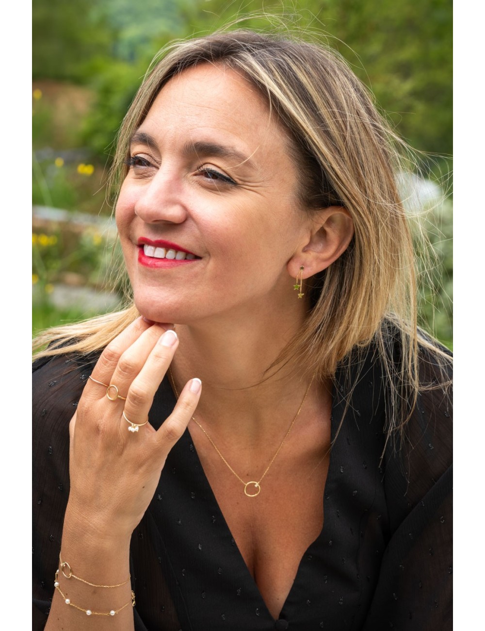 Collier petit cercle en Or et diamant éthique - Or Jaune ou Or Blanc 375 millièmes (9 Carats)