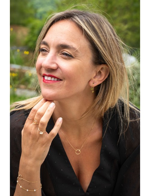 Collier petit cercle en Or et diamant éthique - Or Jaune ou Or Blanc 375 millièmes (9 Carats)