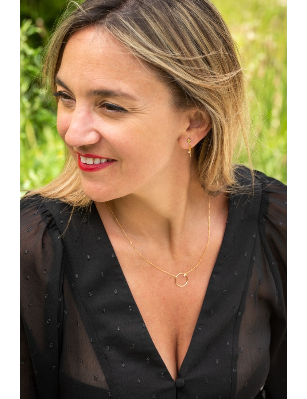 Collier grand cercle en Or et diamant éthique - Or Jaune ou Or Blanc 375 millièmes (9 Carats)
