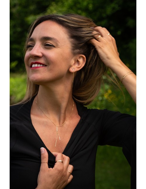 Collier Y texturé grunge - Or Jaune ou Or Blanc 375 millièmes (9 Carats)