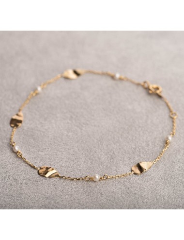 Précieuse gouttes d’or froissées et perles délicates - Or Jaune ou Blanc 375 millièmes (9 carats)