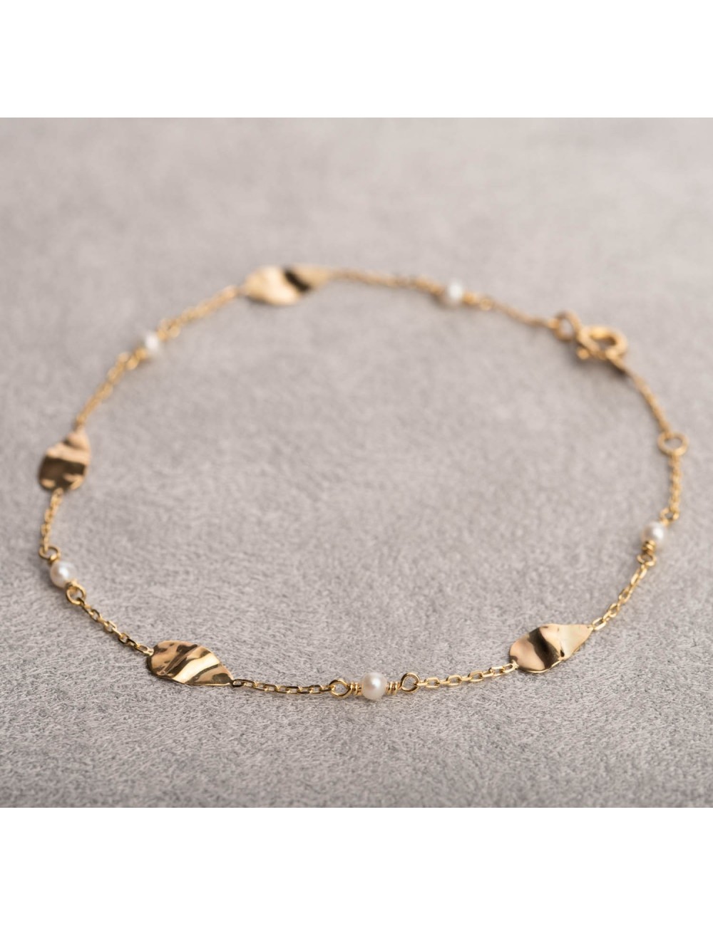 Précieuse gouttes d’or froissées et perles délicates - Or Jaune ou Blanc 375 millièmes (9 carats)