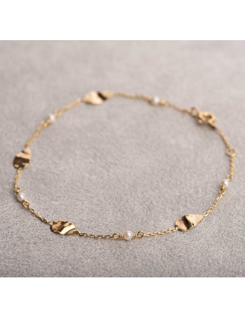 Précieuse gouttes d’or froissées et perles délicates - Or Jaune ou Blanc 375 millièmes (9 carats)