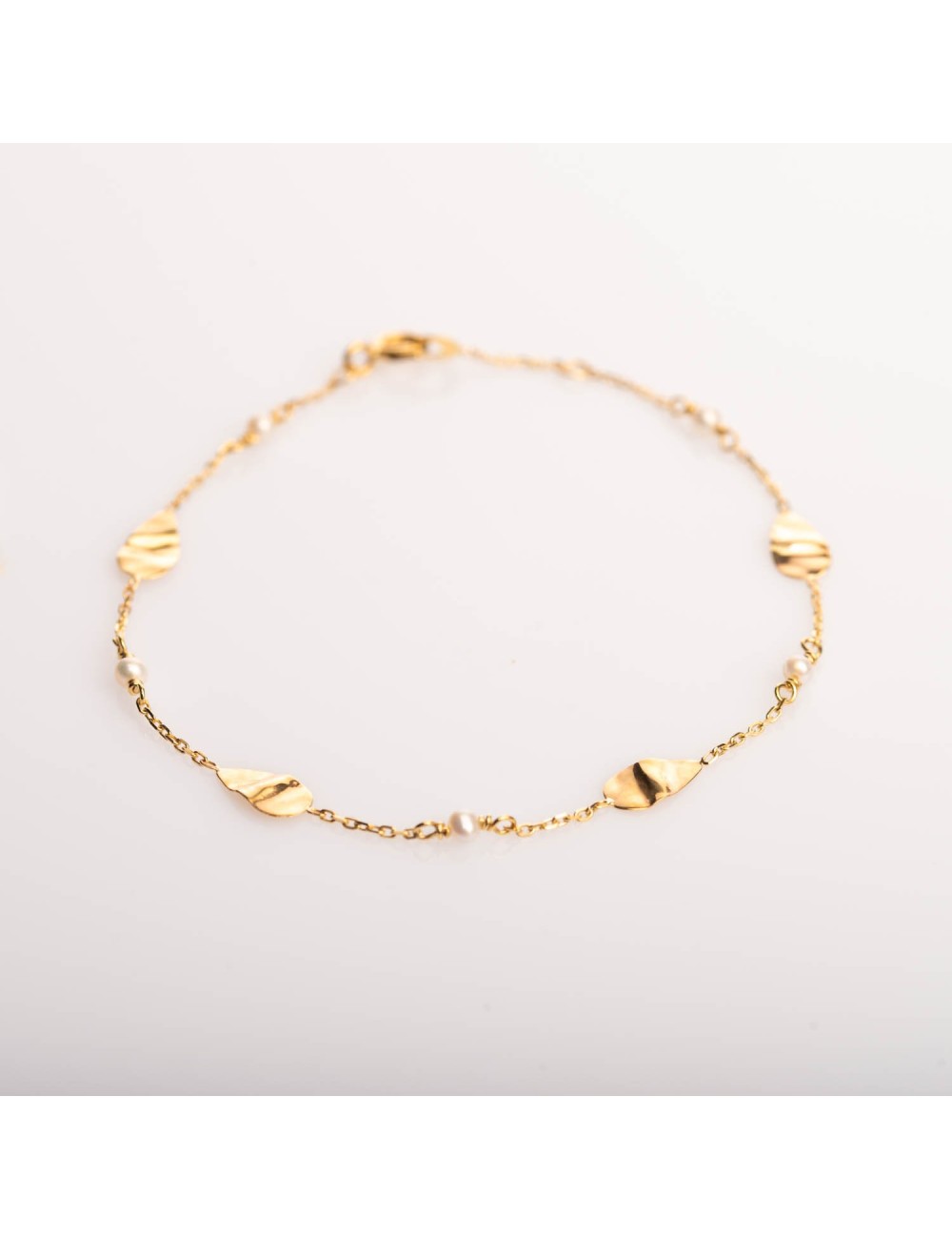Précieuse gouttes d’or froissées et perles délicates - Or Jaune ou Blanc 375 millièmes (9 carats)
