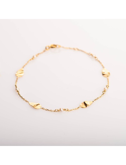 Précieuse gouttes d’or froissées et perles délicates - Or Jaune ou Blanc 375 millièmes (9 carats)