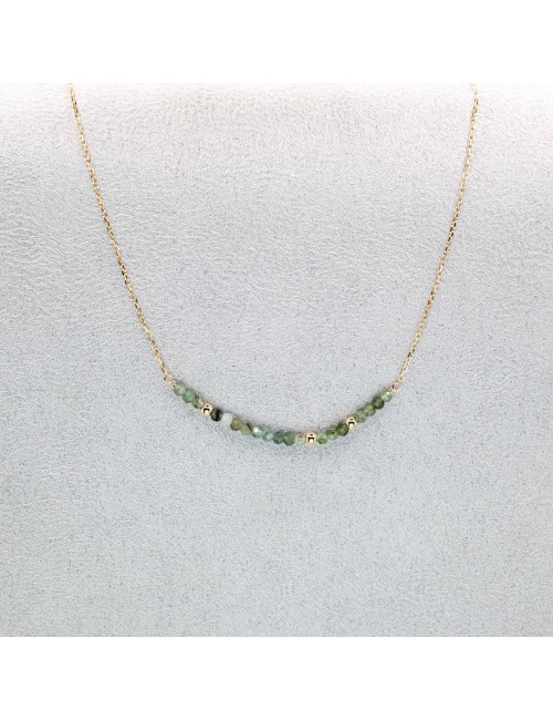 Collier orné de 20 émeraudes et de 3 boules d'Or - Or Jaune 750 millièmes (18 carats)