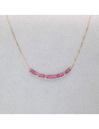 Collier orné de 20 rubis et de 3 boules d'Or - Or 750 millièmes (18 carats)