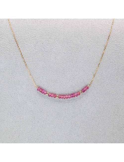 Collier orné de 20 rubis et de 3 boules d'Or - Or 750 millièmes (18 carats)
