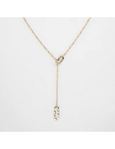 Collier pistes organiques en Y - Or jaune ou blanc 375 millièmes (9 carats)