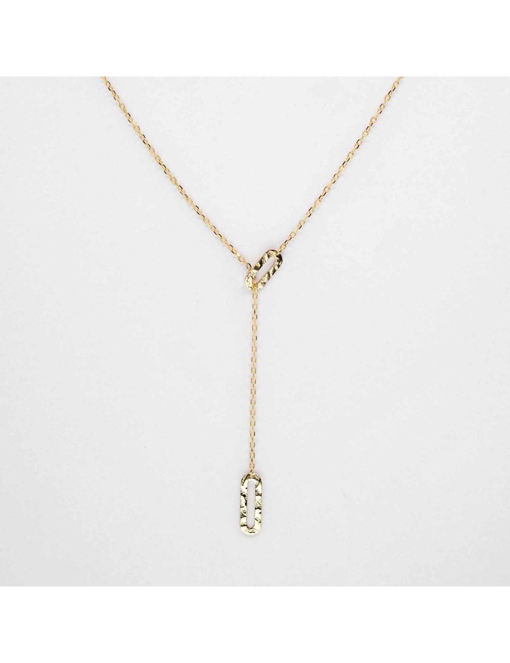 Collier pistes organiques en Y - Or jaune ou blanc 375 millièmes (9 carats)