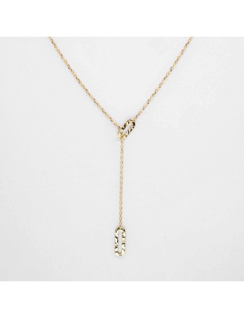 Collier pistes organiques en Y - Or jaune ou blanc 375 millièmes (9 carats)