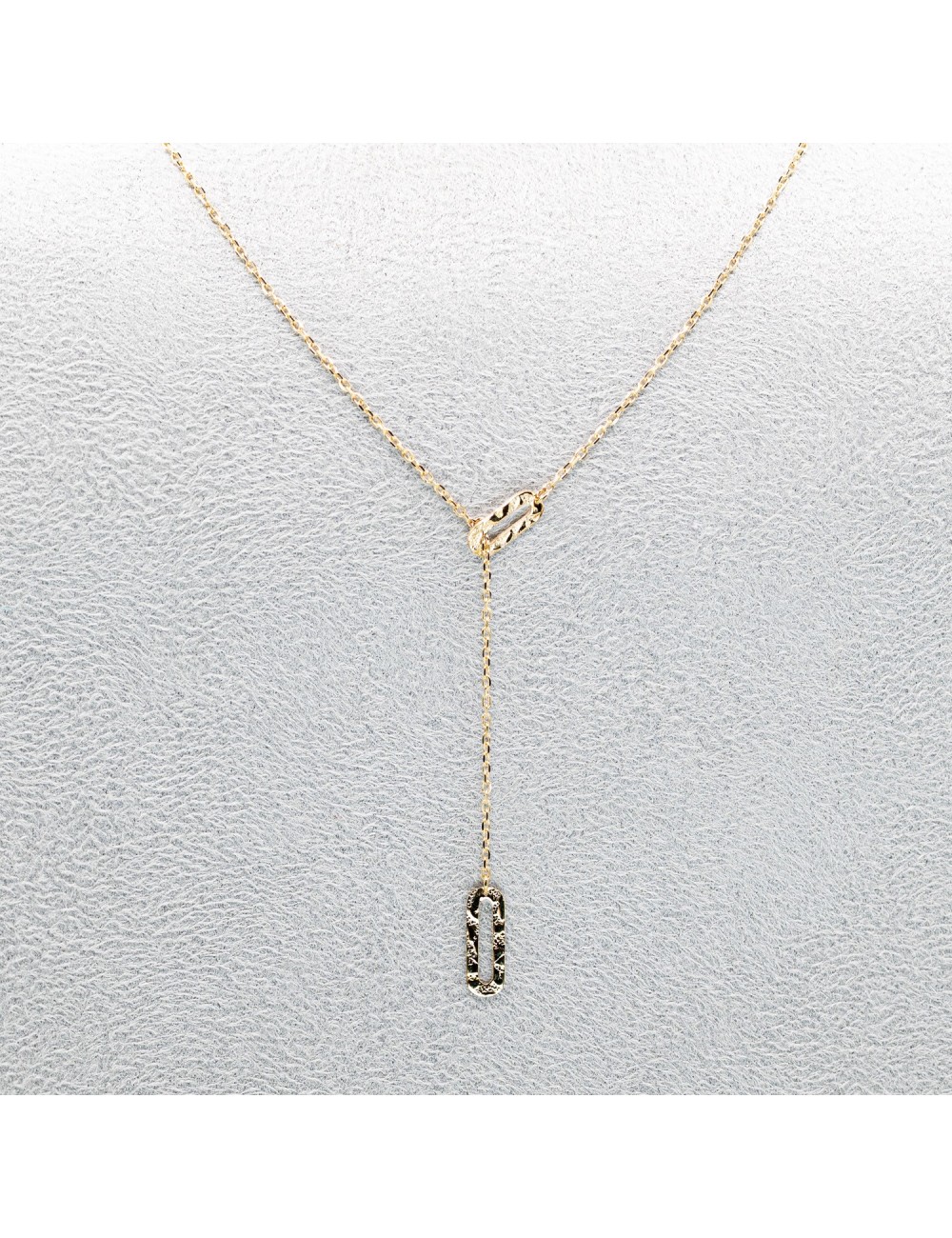 Collier pistes organiques en Y - Or jaune ou blanc 375 millièmes (9 carats)