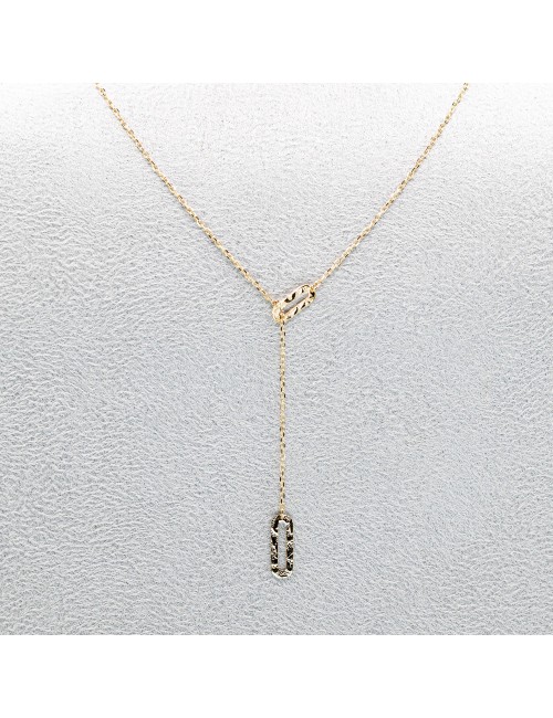 Collier pistes organiques en Y - Or jaune ou blanc 375 millièmes (9 carats)