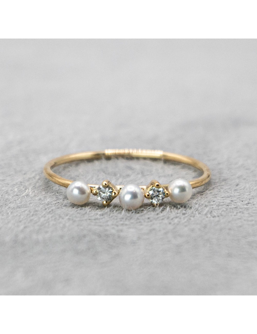 Bague perles de lumière - Or jaune 750 millièmes (18 carats)