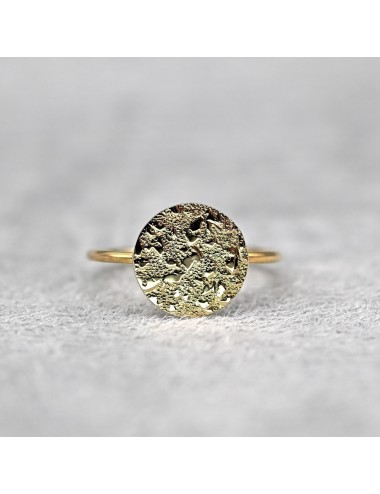Bague rond sauvage grungé petit modèle - Or jaune ou blanc 375 millièmes (9 carats)