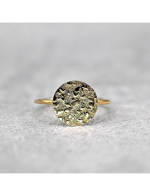 Bague rond sauvage grungé petit modèle - Or jaune ou blanc 375 millièmes (9 carats)