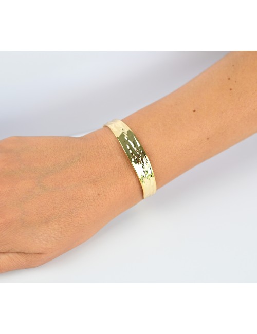 Bracelet flux solaire en jonc froissé - Or Jaune ou Or Blanc 375 millièmes (9 Carats)