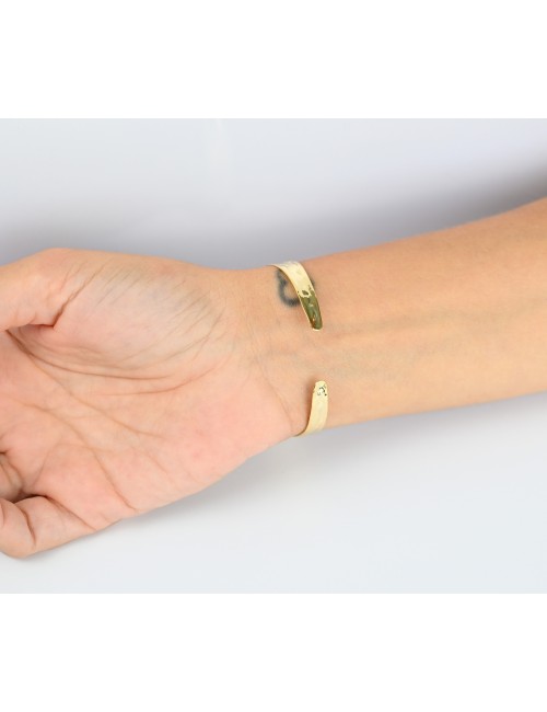 Bracelet flux solaire en jonc froissé - Or Jaune ou Or Blanc 375 millièmes (9 Carats)