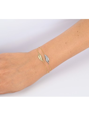 Bracelet double plumes - Or Jaune et Blanc 375 millièmes (9 carats)