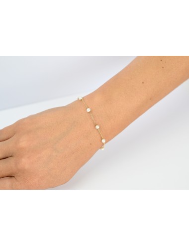 Bracelet murmure de moyennes perles d'eau douce - Or Jaune 750 millièmes (18 Carats)
