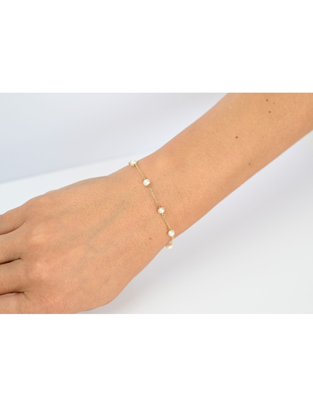 Bracelet murmure de moyennes perles d'eau douce - Or Jaune 750 millièmes (18 Carats)