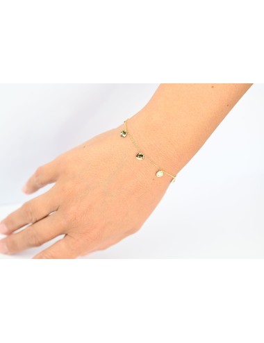 Bracelet petites breloques rondes au charme froissé - Or Jaune 750 millièmes (18 Carats)