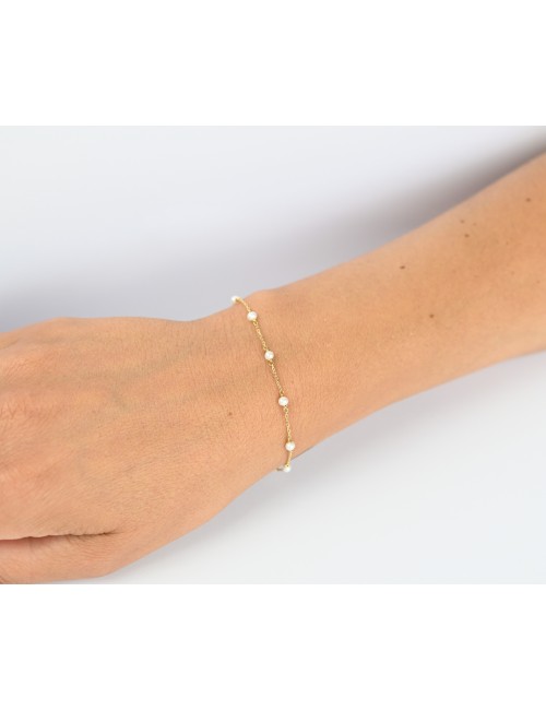 Bracelet murmure de petites perles d'eau douce - Or Jaune ou Or Blanc 375 millièmes (9 Carats)