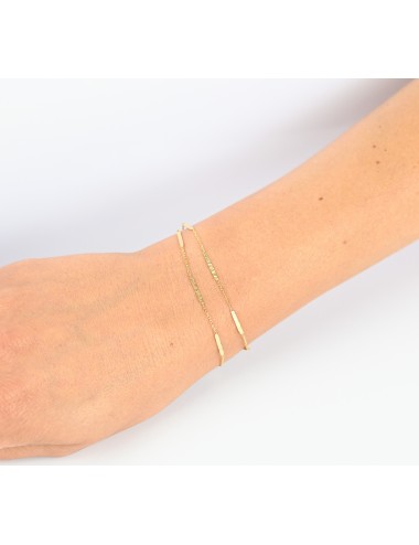 Bracelet double rang d'or grungé - Or Jaune ou blanc 375 millièmes (9 carats)
