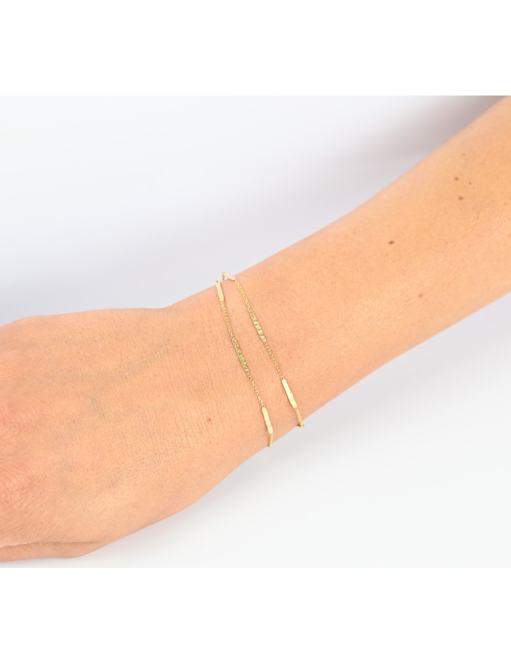 Bracelet double rang d'or grungé - Or Jaune ou blanc 375 millièmes (9 carats)