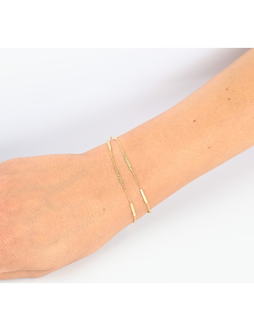 Bracelet double rang d'or grungé - Or Jaune ou blanc 375 millièmes (9 carats)