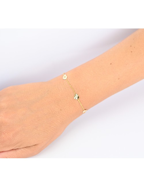 Bracelet coeurs d’amour froissés - Or jaune ou blanc 375 millièmes (9 carats)