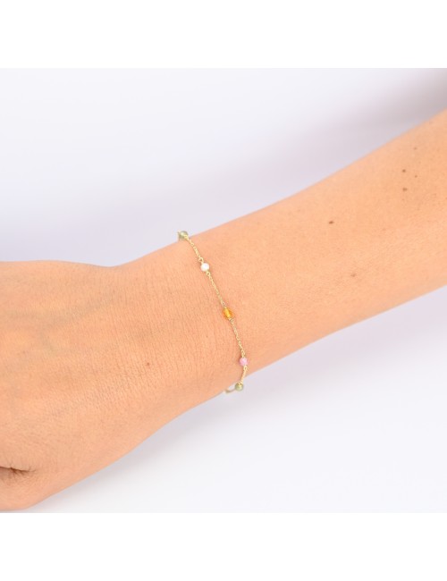 Bracelet harmonie de pierres et perles - Or jaune ou blanc 375 millièmes (9 carat)