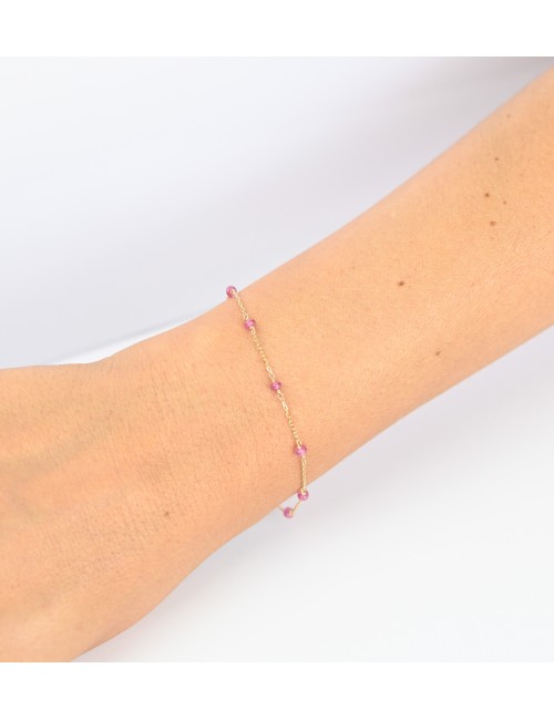 Bracelet orné de 10 rubis - Or Jaune 750 millièmes (18 carats)