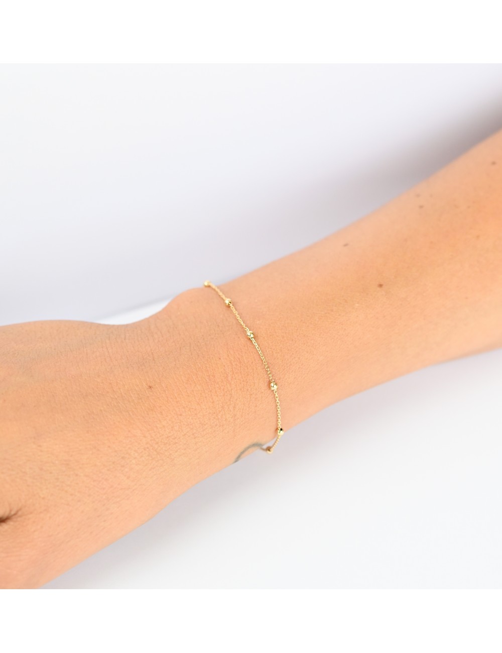 Bracelet orné de 9 boules d’Or - Or Jaune 750 millièmes (18 carats)