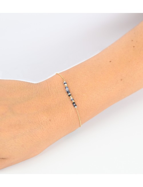 Bracelet orné de 16 saphirs et de 3 boules en Or - Or Jaune 750 millièmes (18 carats)