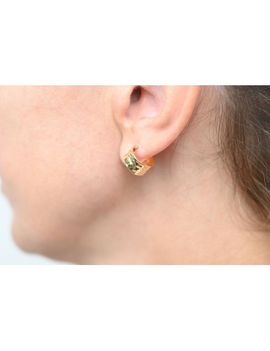 Boucles d’oreilles créoles dorée froissée - Or jaune ou blanc 375 millièmes (9 carats)
